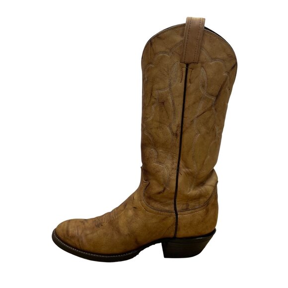 Tony Lama Men’s Tan Brown Leather Vintage Style Western Cowboy Boots Size 6.5D - Picture 4 of 11